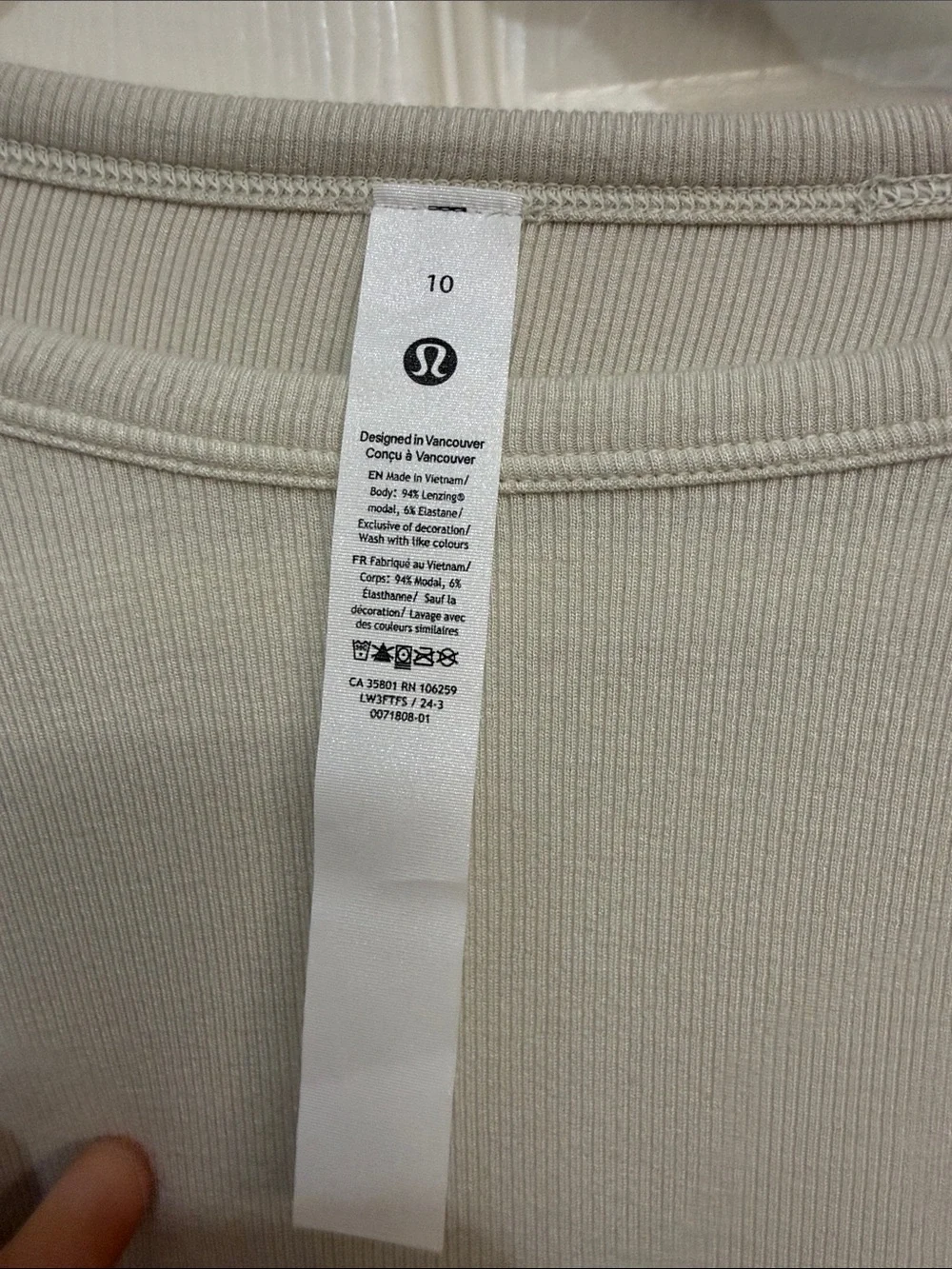 338. Lululemon Hold Tight Long-Sleeve Shirt Bone size 10 NWT modal